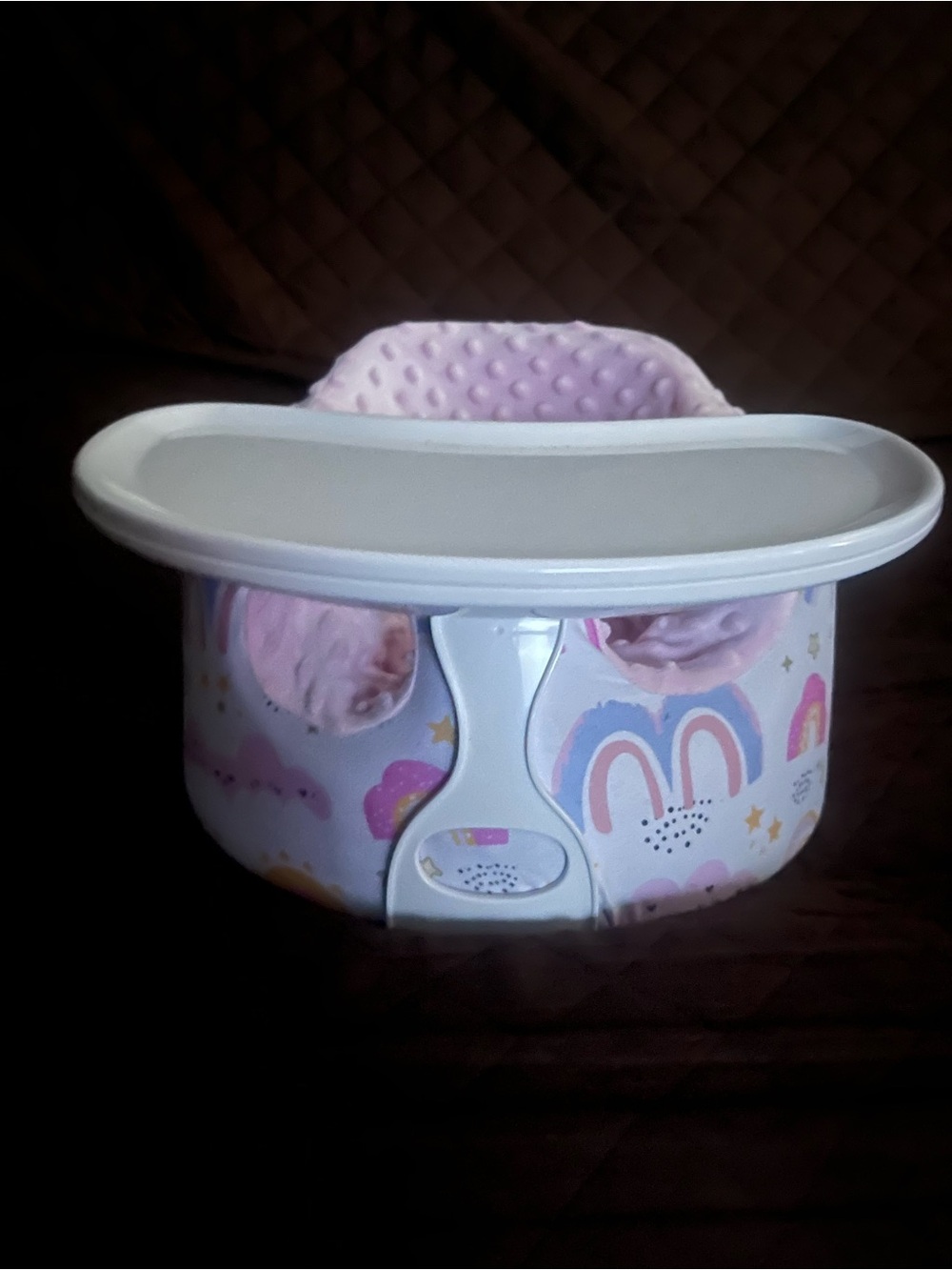 Pink Baby Feeding Seat with Removable Seat cover & Tray - Soft Cushioned Support